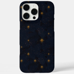 Dark Black Moddy Night Sky Gold Stars iPhone 16 Pro Max Case