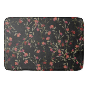 Dark Black Moody Floral Bath Mat