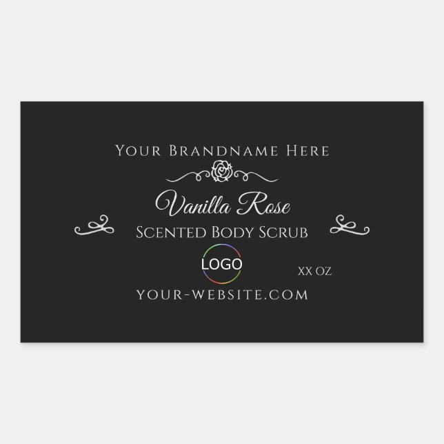 Dark Black Product Label Silver Frame with Logo (Front)