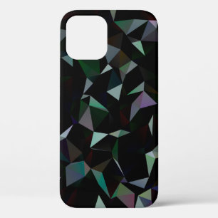 Dark Black triangle mosaic pattern. Geometric illu iPhone 12 Case