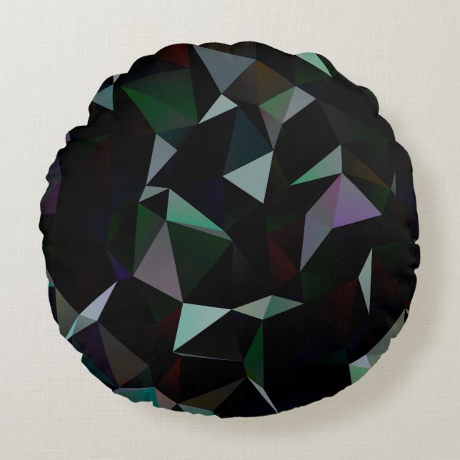 Dark Black triangle mosaic pattern. Geometric illu Round Pillow (Front)