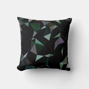 Dark Black triangle mosaic pattern. Geometric illu Throw Pillow