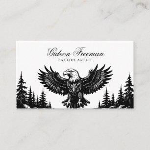 Dark Black & White Eagle Tattoo Artist Business Card