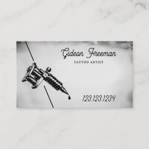 Dark Black & White Tattoo Machine Business Card