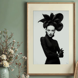 Dark Bloom: Sculptural Monochrome Fashion Poster