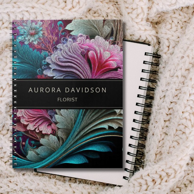 Dark Bloom Teal Purple Watercolor Floral  Notebook (Creator Uploaded)