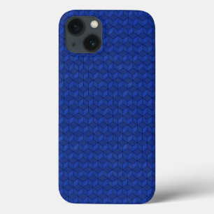Dark Blue 3D cubes cascading iPhone 13 Case