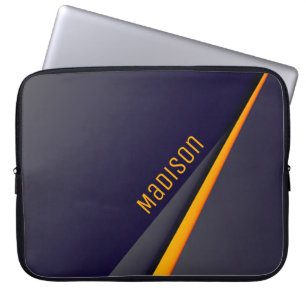 Dark Blue Abstract Background and Customization Laptop Sleeve