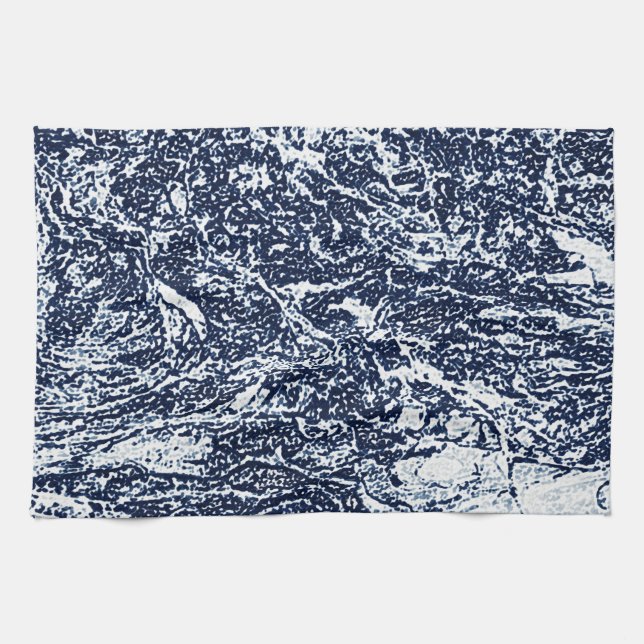 Dark Blue Abstract Pattern Kitchen Towel (Horizontal)