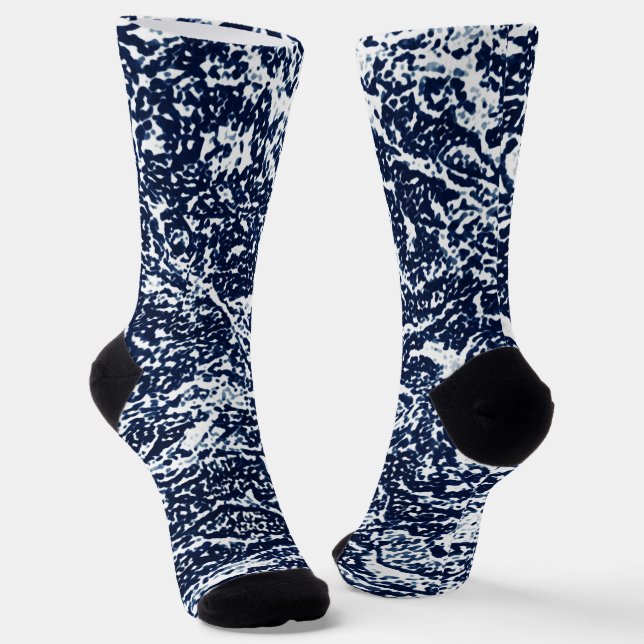 Dark Blue Abstract Pattern Socks (Angled)