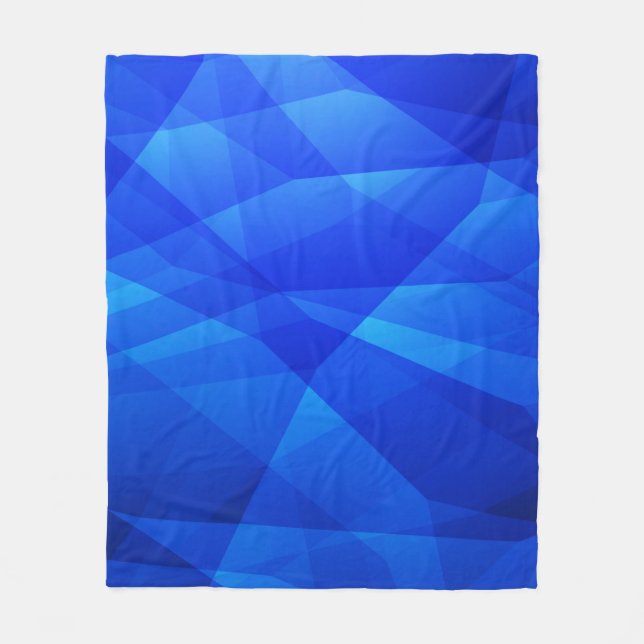 Dark BLUE abstract polygonal. Triangular geometric Fleece Blanket (Front)