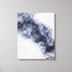 Dark blue alcohol ink canvas print