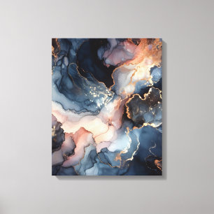 Dark blue alcohol ink canvas print