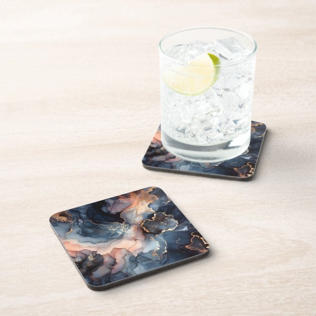 Dark blue alcohol ink coaster (Right Side)