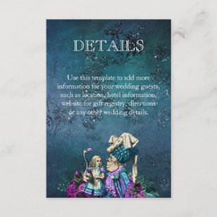 Dark Blue Alice in Wonderland Wedding Details Enclosure Card