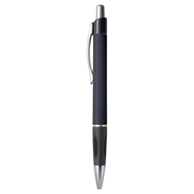 Dark Blue and Black Diagonal Striped Pen (Top (Vertical))
