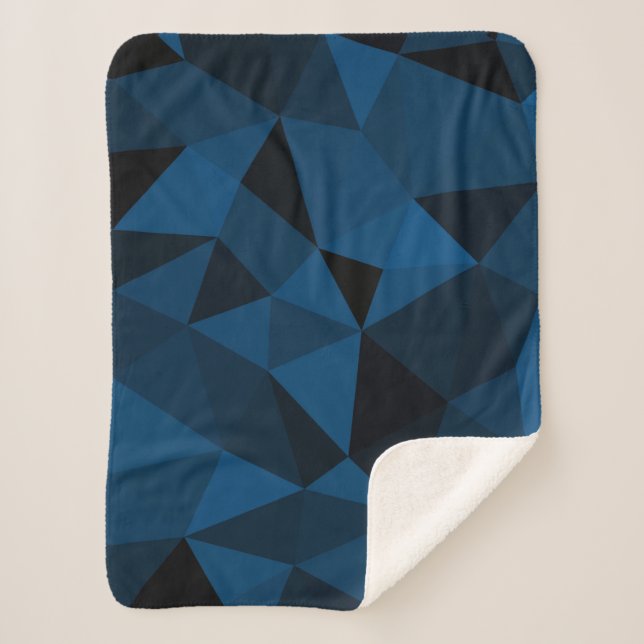 Dark blue and black geometric mesh pattern sherpa blanket (Front)