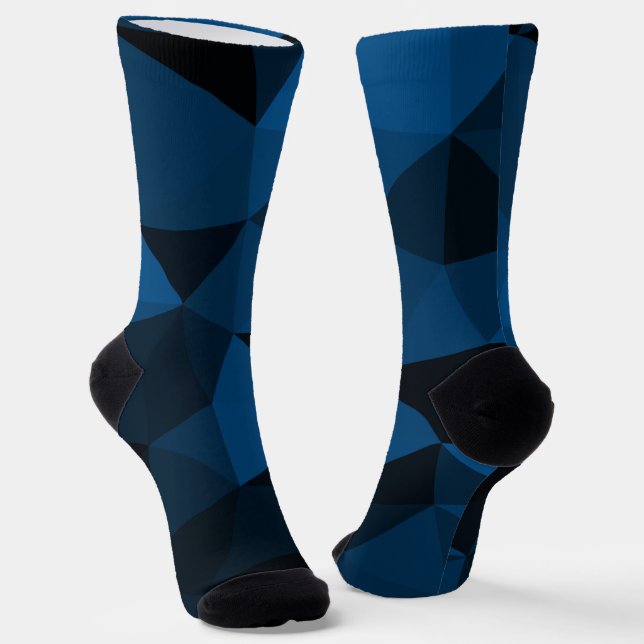 Dark blue and black geometric mesh pattern socks (Angled)