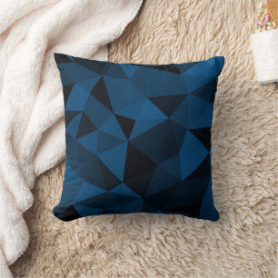 Dark blue and black geometric mesh pattern throw pillow