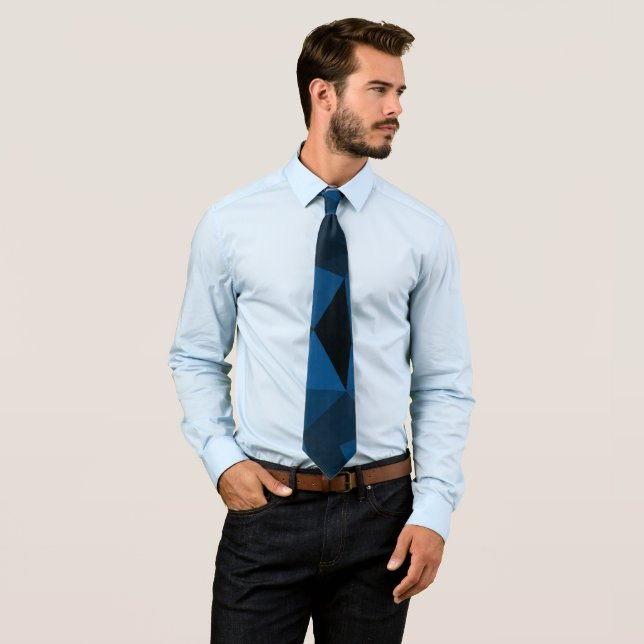 Dark blue and black geometric mesh pattern tie (In Situ)