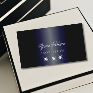 Dark Blue and Black Sparkling Diamonds Stylish Business Card
