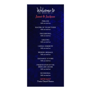 Dark Blue and Coral Rose - Wedding Program