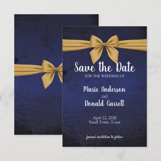 Dark Blue and Gold Bow (Front/Back)