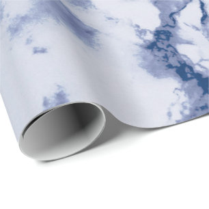 Dark Blue and Grey Marble Texture Look Wrapping Paper