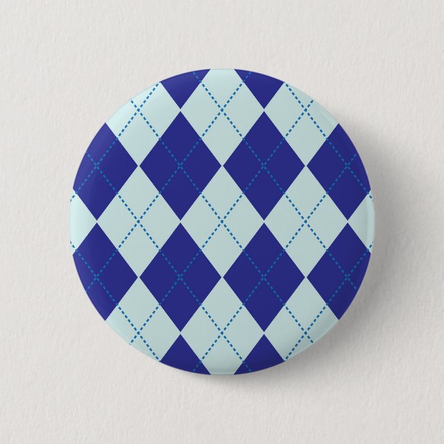 Dark Blue and Light Blue Argyle Pattern 2 Inch Round Button (Front)