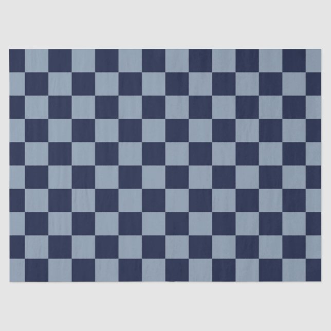 Dark Blue and Light Blue Chequerboard Tissue Paper (Front)