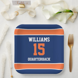 Dark Blue and Orange Paper Plate