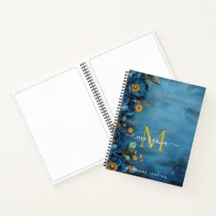 Dark Blue and Peony Gold Notebook
