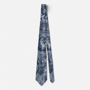 Dark blue and pretty swirling batik  tie