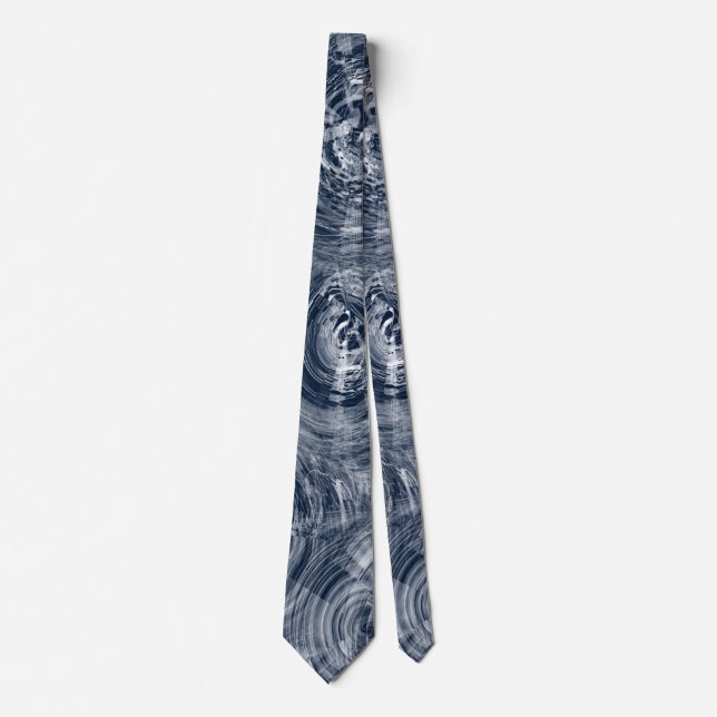 Dark blue and pretty swirling batik tie (Front)