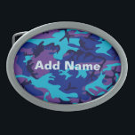 Dark Blue and Purple Camouflage Belt Buckle<br><div class="desc">Blue and purple camouflage pattern image on this product. Personalize this template with your art or photo and edit it as you like.</div>