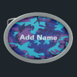 Dark Blue and Purple Camouflage Belt Buckle<br><div class="desc">Blue and purple camouflage pattern image on this product. Personalize this template with your art or photo and edit it as you like.</div>
