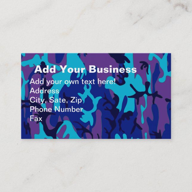 Dark Blue and Purple Camouflage Business Card (Front)