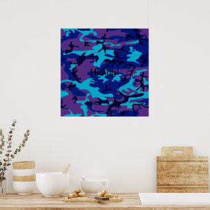 Dark Blue and Purple Camouflage Poster