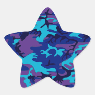 Dark Blue and Purple Camouflage Star Sticker