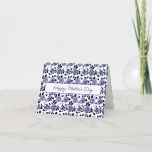 Dark Blue and Purple Floral Mother's Day Card