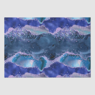 Dark Blue and Purple Glitter Ocean Agate Tissue Paper