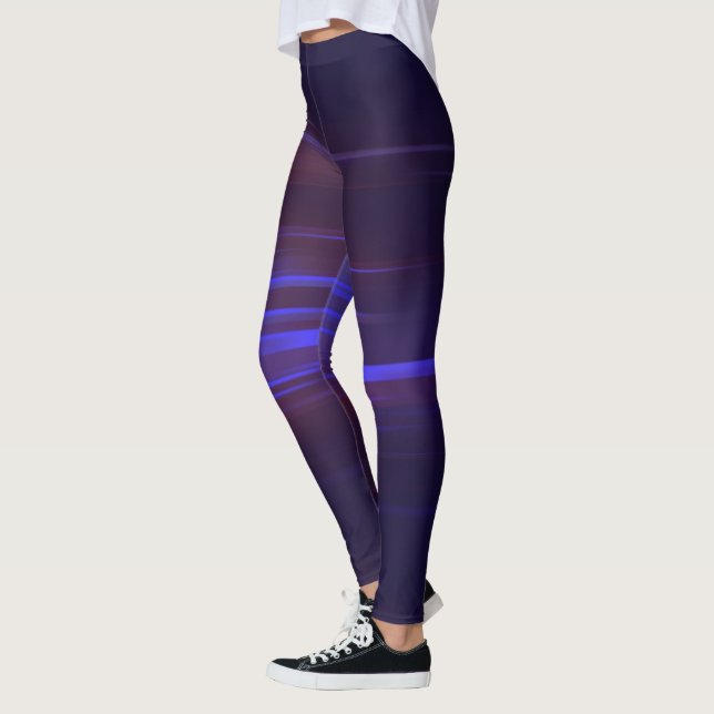 Dark Blue and Purple Streaking Abstract Leggings (Left)