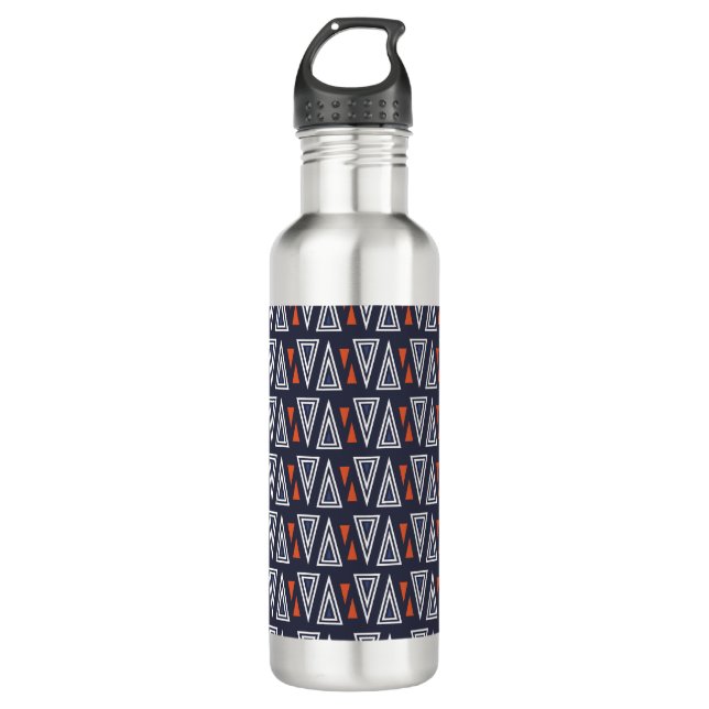 Dark Blue and Red Geometric Triangles Pattern 710 Ml Water Bottle (Front)