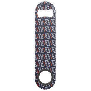 Dark Blue and Red Geometric Triangles Pattern Bar Key