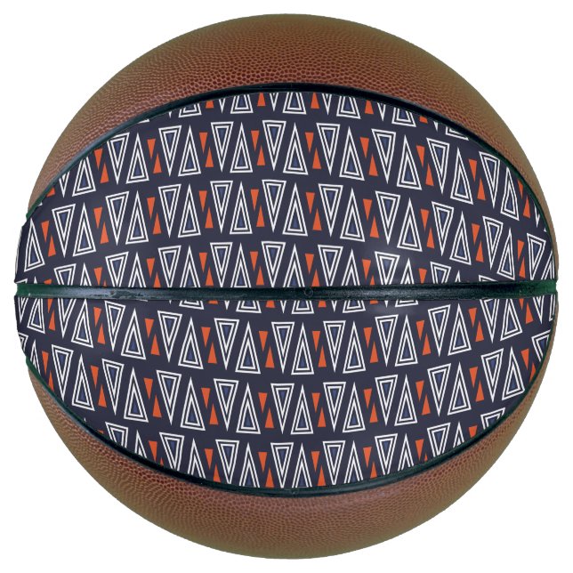 Dark Blue and Red Geometric Triangles Pattern Basketball (Front)