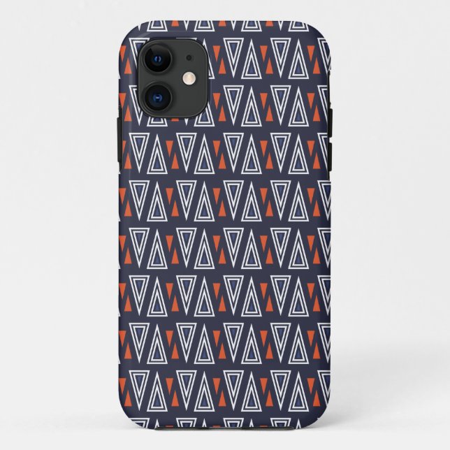 Dark Blue and Red Geometric Triangles Pattern Case-Mate iPhone Case (Back)