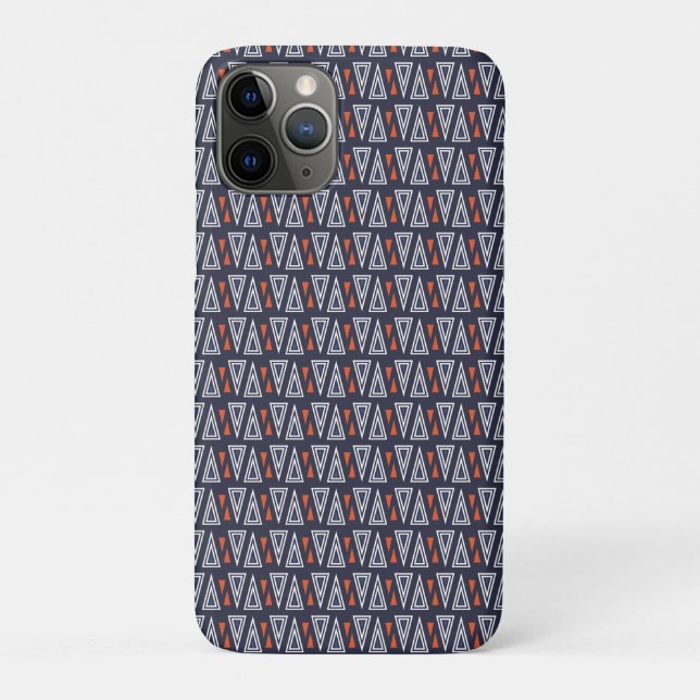 Dark Blue and Red Geometric Triangles Pattern Case-Mate iPhone Case (Back)