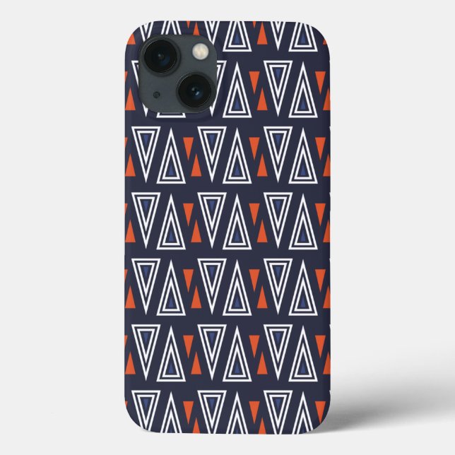 Dark Blue and Red Geometric Triangles Pattern Case-Mate iPhone Case (Back)