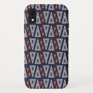 Dark Blue and Red Geometric Triangles Pattern iPhone XR Case