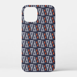 Dark Blue and Red Geometric Triangles Pattern iPhone 12 Mini Case